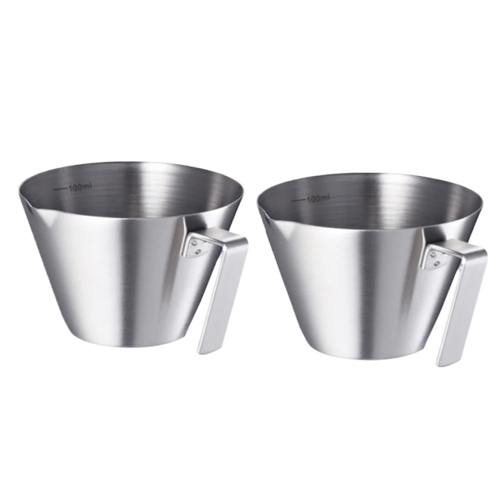 Taza medidora de acero inoxidable, taza café expreso con mango y boquilla, graduada, Ideal for bebidas en casa, uso Hotel, 2 uds Para Espumar(Silver)