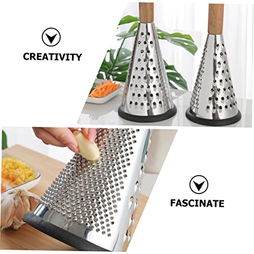 Rallador Manual de Queso ABOOFAN Plateado con Mango de Madera miniatura 3
