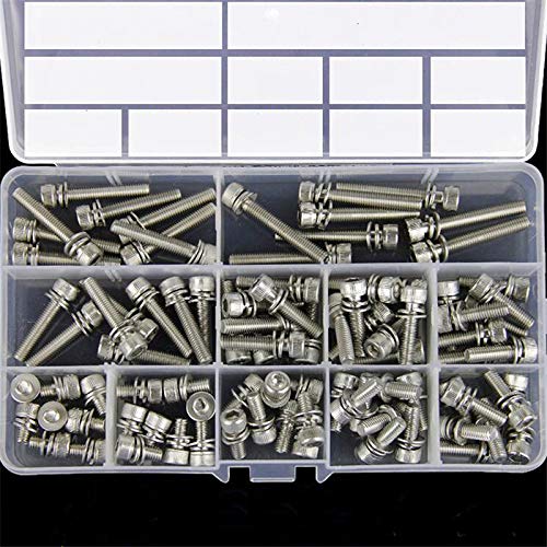 ChaRLes 88Pcs M5 Douille Hexagonale Moletée Bouchon Tête Vis 304 En Acier Inoxydable Boulon Assortiment Ensemble