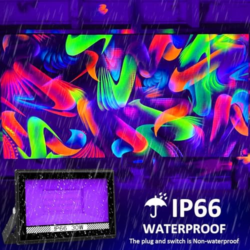 30W LED Schwarzlicht Strahler, NATPOW UV Schwarzlicht Fluter mit Stecker IP66 Wasserdicht Schwarzlichtlampe Fluoreszenz Blacklight Partylicht für Halloween Aquarium Bar Neonfarben Disco(1 pack)