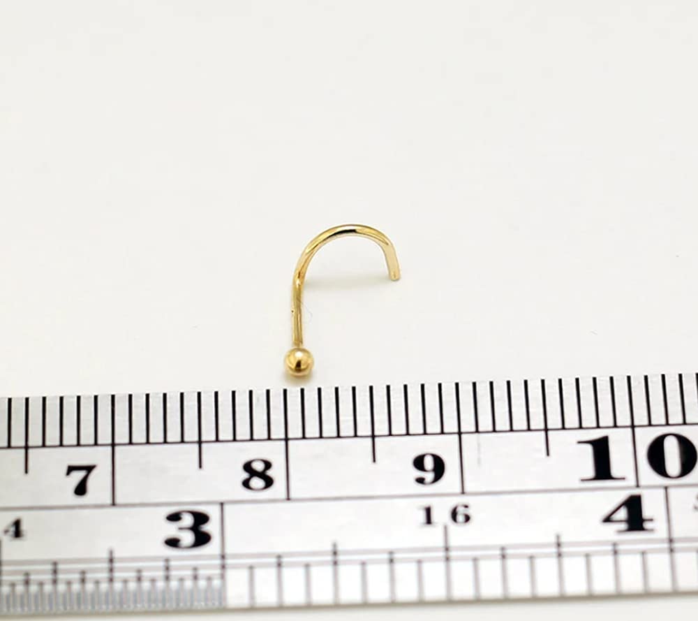Monster Piercing | 9K Gold Echtgold | Nasenpiercing Nasenstecker Stud | Stabstärke: 20G (0,8 mm) | Stablänge: 7mm | Kugelgröße: 2mm | Hypoallergen