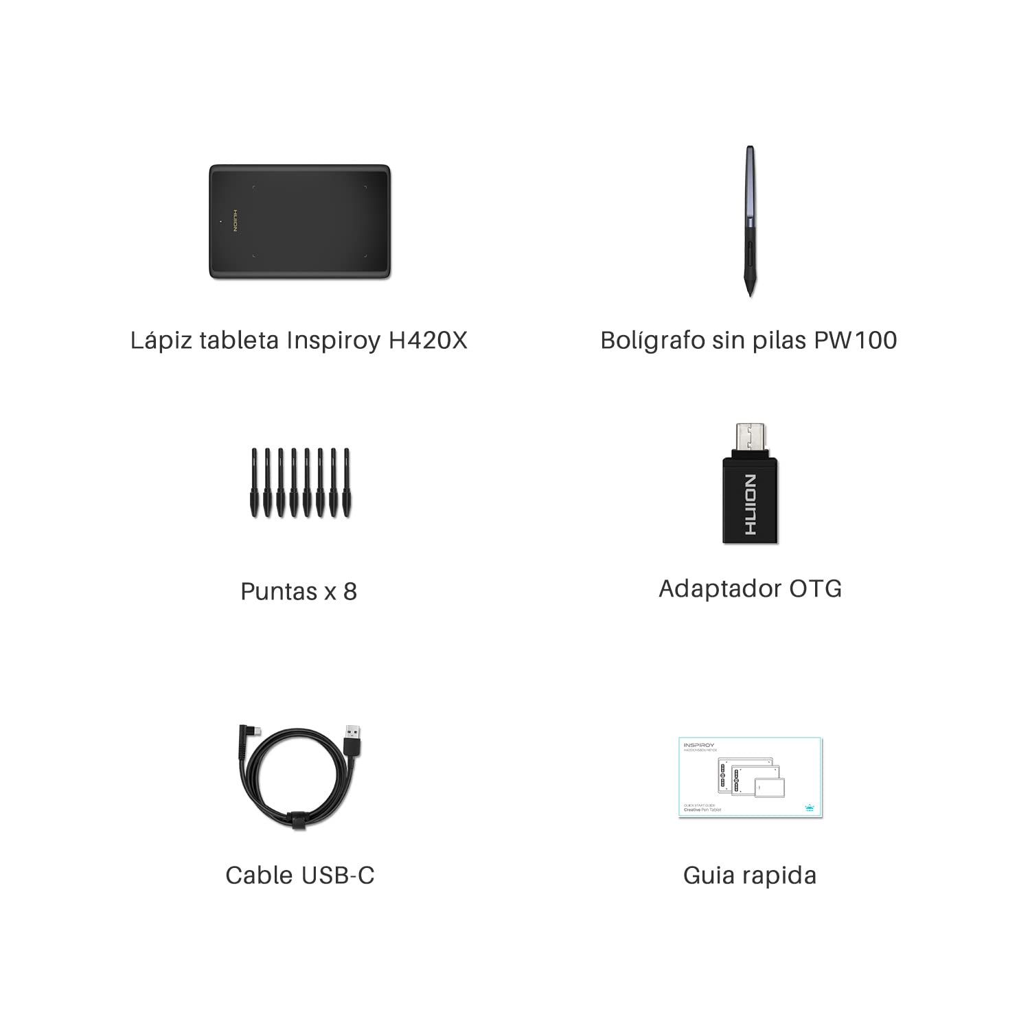 HUION Inspiroy H420X OSU Tabletas Gráficas, Lápiz óptico sin Batería de 8192 Niveles,Tableta de Dibujo de 4.17x2.6 Pulgadas Compatible con Windows/Mac/Android para Enseñanza en Línea