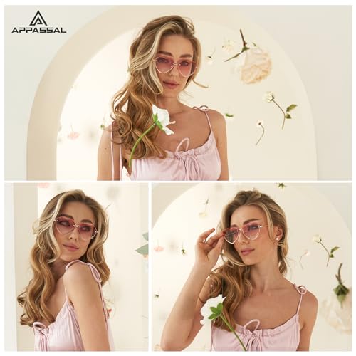 Heart Sunglasses for Women Lovely Trendy Rimless Fun Accessories Rhinestone Sunnies AP3669N2