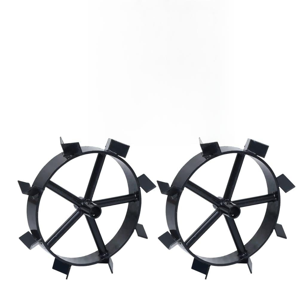 Ruote in metallo per decespugliatore a benzina da 6,5 CV, diametro 34 cm, 2 pezzi, in metallo nero, per decespugliatore, coltivatore, decespugliatore, ideale per scavare, allentare e diserbare