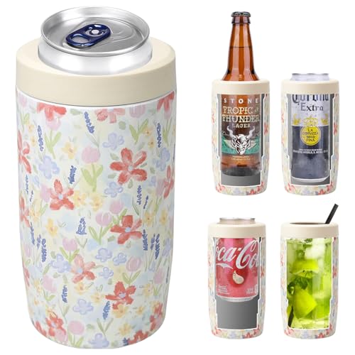 Image of Morefeel 4-in-1 Insulated Can Cooler for 12 oz Cans & Bottles | 304 Stainless Steel Can Holder Fits 12 Oz Slim Cans, Standard Cans, Beer Bottles & Works as A Open Cup; Dishwasher Safe