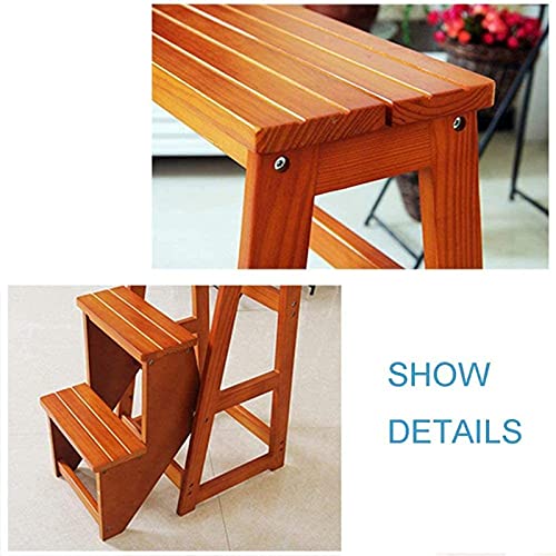 Taburete de escalera multifuncional con pedal ancho de madera 3