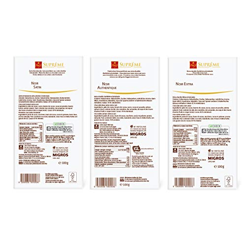 Frey 6x Suprême Noir Pure - Schokoladentafeln aus 3 Sorten - Schweizer Schokolade - Großpackung 6x 100 g - UTZ… – Bild 5