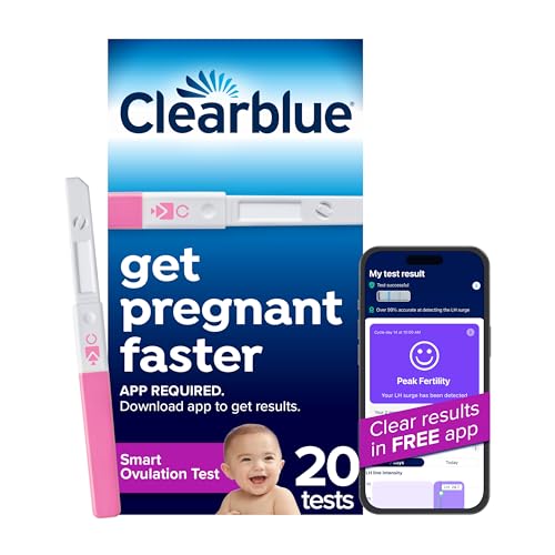 Clearblue Smart Ovulation Test - 20 Ovulation Tests. Identify & Track Your Fertile Days Get Pregnant Faster Accurate LH Test Easy to Use at Home Free Period Cycle Tracker App Required to use