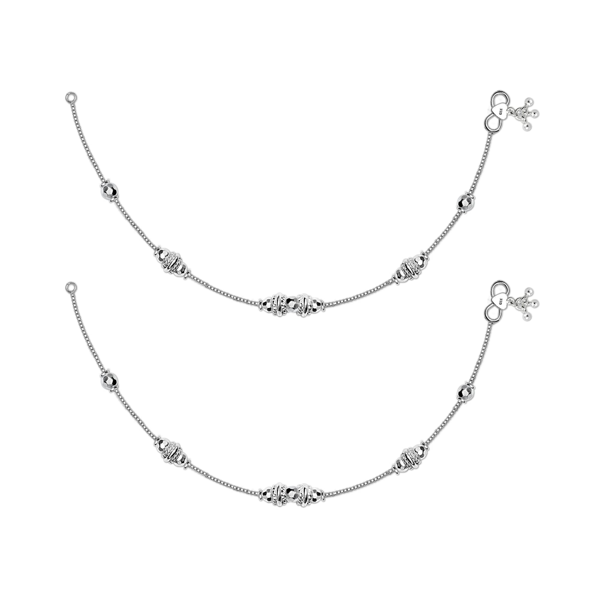 LeCalla 925 Sterling Silver BIS Hallmarked Cut Bead Designer Anklets for Women and Girls (B0B3MPJKTJ) Amazon Price History, Amazon Price Tracker