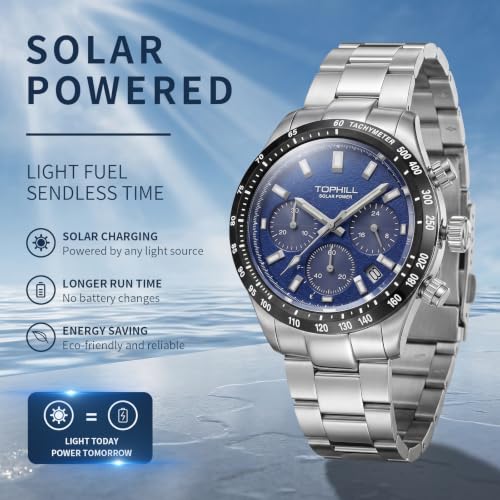 Image of TOPHILL Men Watches Automatic Mechanical Watches - Dive, GMT, Chronograph & Dress Styles | 316L Stainless Steel, Sapphire Crystal, Ceramic Bezel | 5ATM-300M Waterproof with Super Luminous | Classic Business & Sport Casual