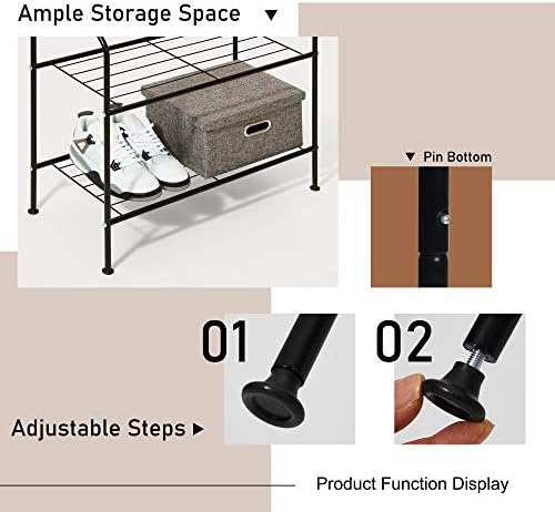Hododou Coat Rack Stand Versatile Hall Tree Storage Rack Coat Rack with Shoe Rack Home Office Hallway Bedroom 155CM (Black)