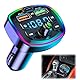 FM Transmitter Bluetooth 5.0 für Auto, MP3 Adapter Audio Radio Wireless für 2 USB und Type-C, Bluetooth Konverter Auto Unterstützung Freisprechanruf, TF Karte, U-Disk, Umgebungslicht