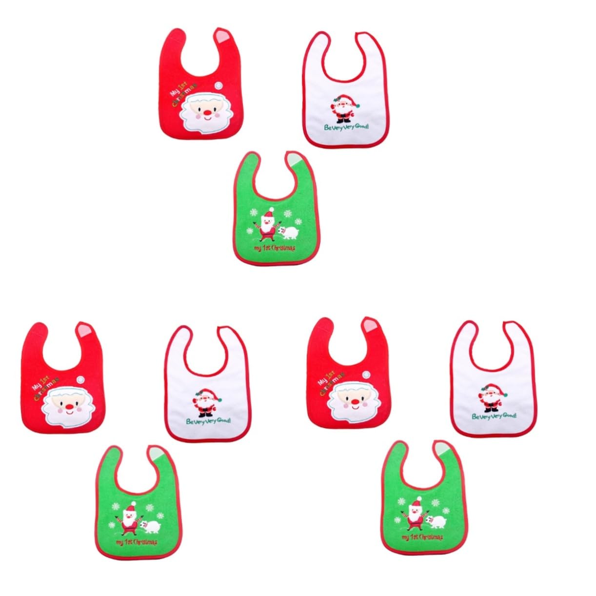 ibasenice 9piezas Baberos De Alimentación Para Bebés Recogedor Diseño Navideño De Santa Claus Perfectos Comida Dentición