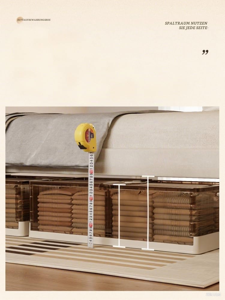 2 Stück 125 L Unterbett Aufbewahrungsbox Mit Deckel, Unterbettkommode Mit Rollen, Aufbewahrungsboxen Unter Dem Bett, Unterbett-AufbewahrungsbehäLter für Kleidung, Schuhe Und Bettdecken, 100x50x25CM