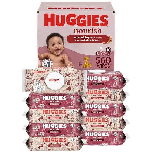Image of Huggies Nourish Scented Baby Wipes, 10 Push Button Packs (560 Wipes Total)