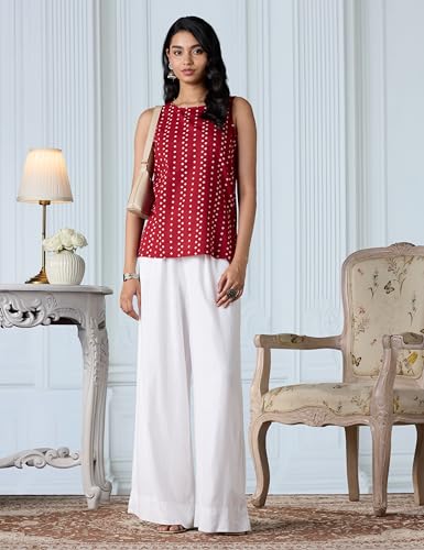 Image of Amazon Brand - Myx Women's Cotton Printed Sleeveless Short Kurti (Available in Plus Sizes)