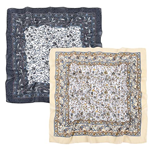 K-Elewon 27.5” Women Medium Square Scarf Head Scarf- 2PCS Neck Scarf Hair Scarf Head Sleeping Wraps Scarfs for Women H07