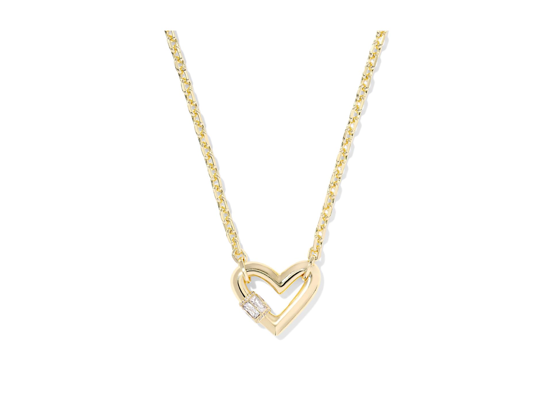 Kendra Scott, Women's, Emery Heart Short Pendant Necklace One Size Gold White Cz