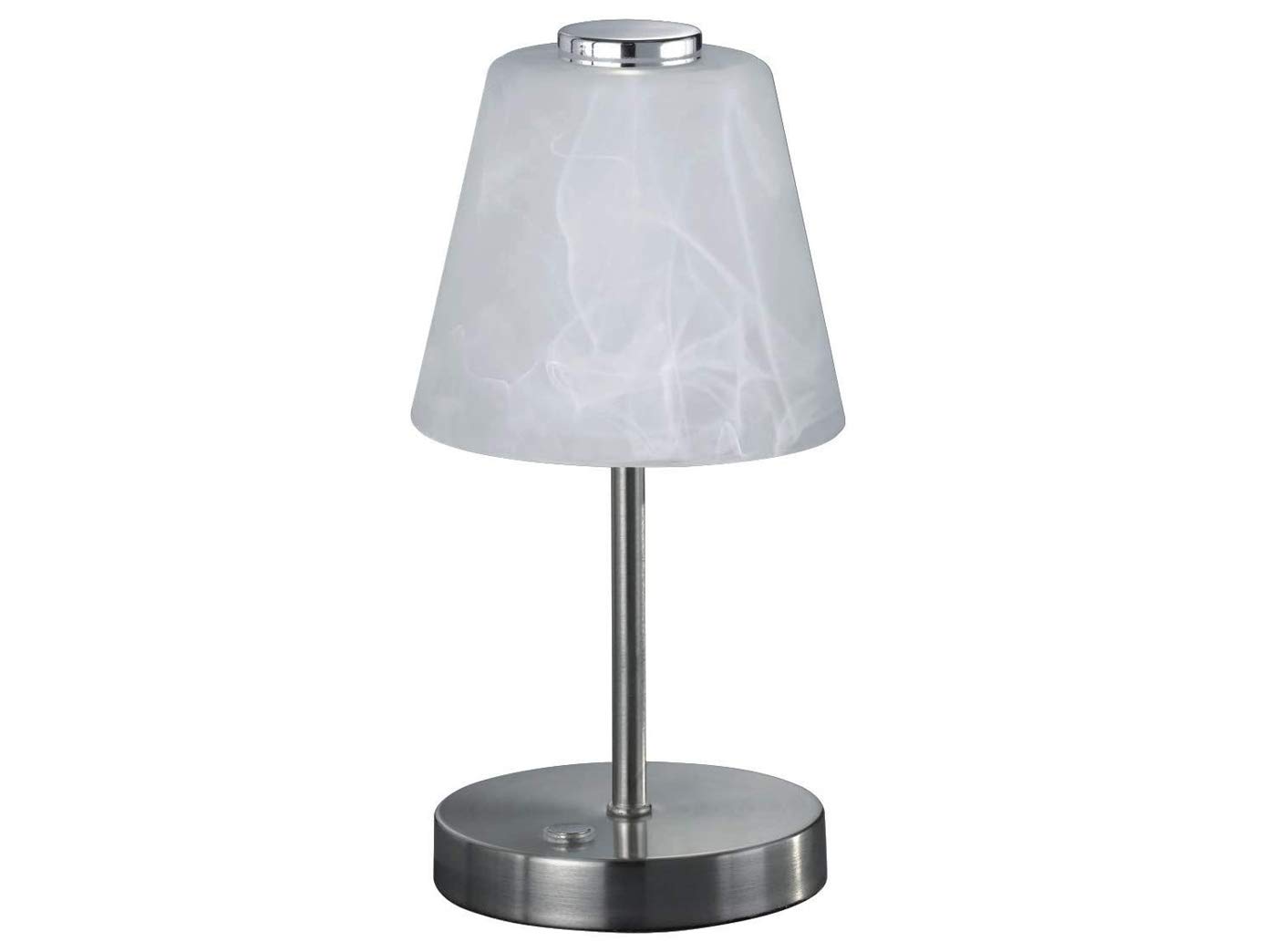 Juego de 2 lámparas LED de mesa con regulador de intensidad táctil, color plateado mate, pantalla de cristal alabastro, 24 cm de alto