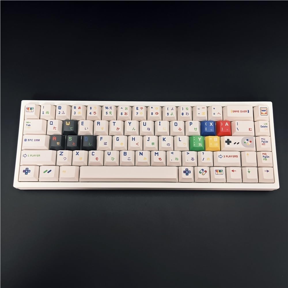 SFC 1990 retro nakładki na klawisze gamingowe, 142 klawisze Cherry Profile PBT do niestandardowej klawiatury mechanicznej (białe)