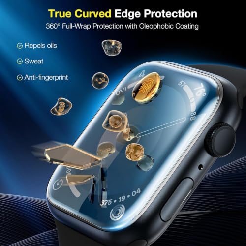 Image of iGluz Acrylic Screen Guard Protector Compatible for Apple Watch Series 7 / Series 8 / Series 9, 45mm (Transparent) with Edge to Edge Full Screen Coverage & Easy Installation Kit, Pack of 2