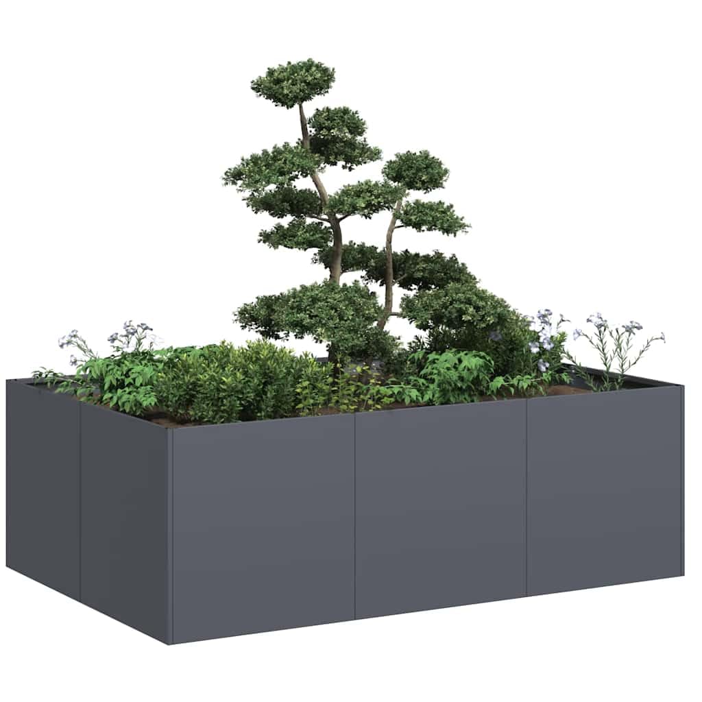 IKAYAA Raised Garden Bed Galvanised planter Bottomless Galvanised Steel Planter Box for Growing Outdoor Plants, Vegetables-anthracite-120 x 80 x 40 cm