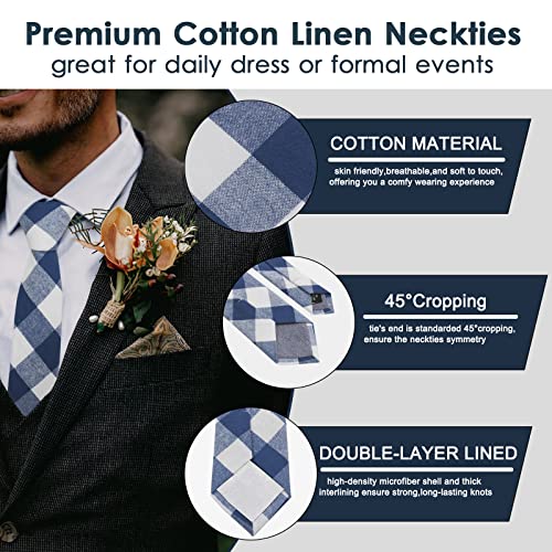 Image of Mantieqingway Mens Skinny Ties,2.56 inch Cotton Neckties Striped Plaid Ties for Groom Groomsmen Wedding Party Christmas