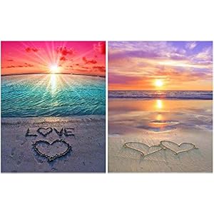 Bimkole 2 Pack 5D Diamond Painting Kits Sunset, DIY Diamant Schilderij Kit Letters Full Ronde Boor Crystal Strass…