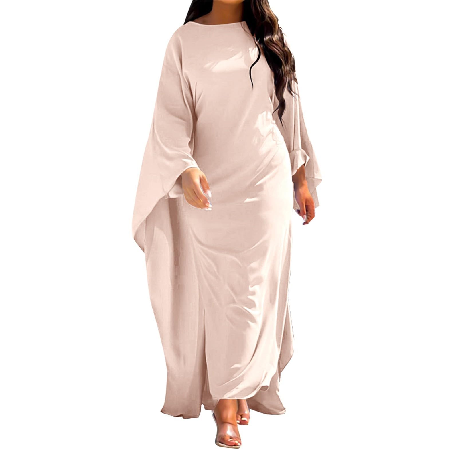 Umrah Essentials for Women Prayer Abaya The 2026 Elegant and Individual Women's Dress Features A Loose Round Neck Solid Color Casual and Sexy High Waisted Dress Boho Dresses for Women Dark Green