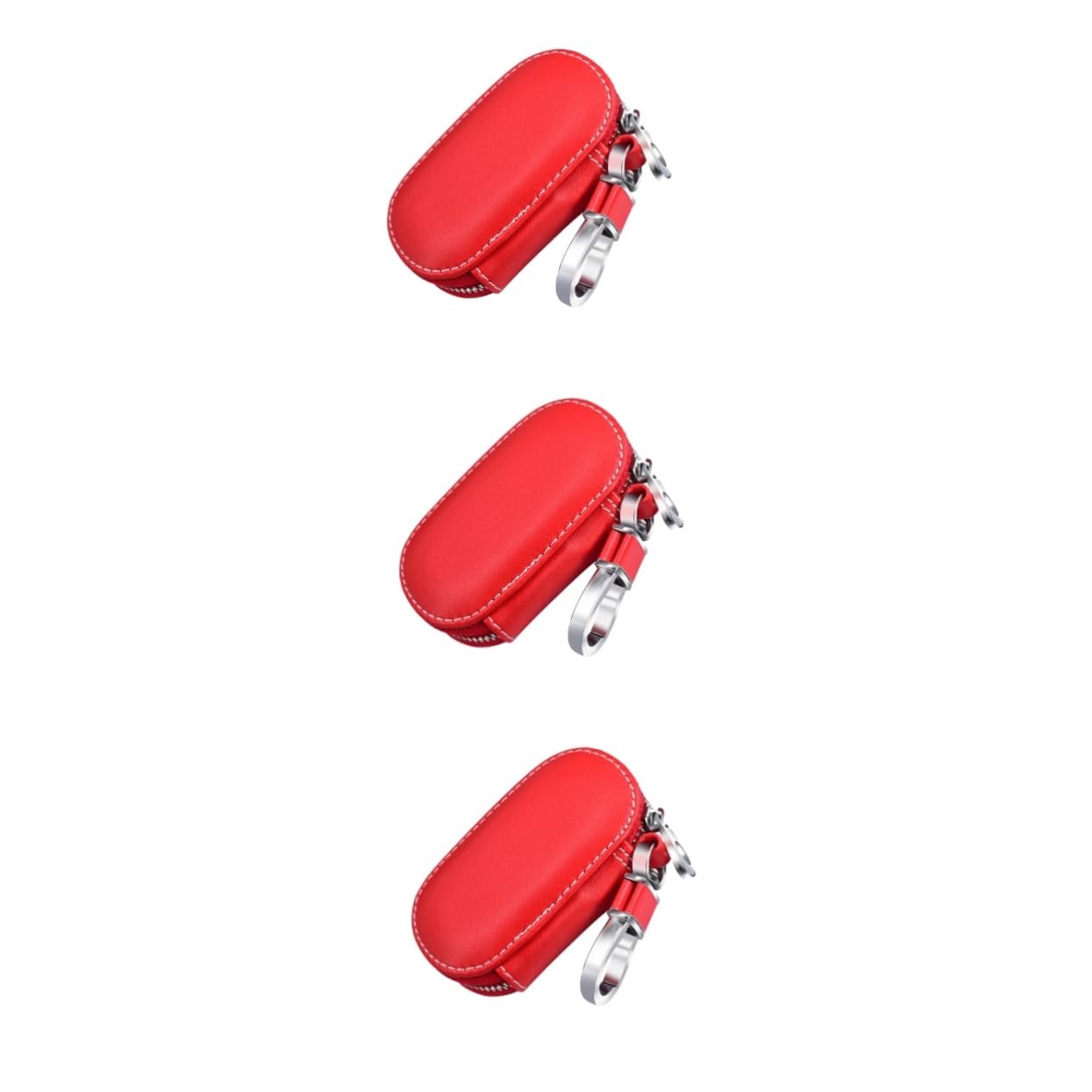 SOLUSTRE 3pezzi Portachiavi Pelle Per Auto Con Cerniera Borsa Portachiavi Multifunzionale Rossa Organizer Per Chiavi e Monete Design Elegante e Resistente Per Uomini