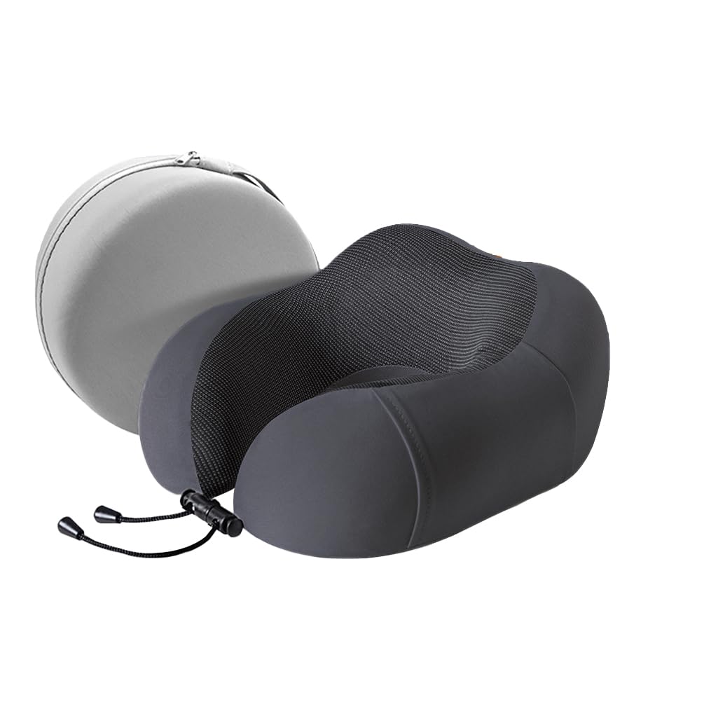 jidachuang Travel Memory Foam Neck Pillow for Traveling, Travel Pillow for Airplanes for Adult (C-Black)