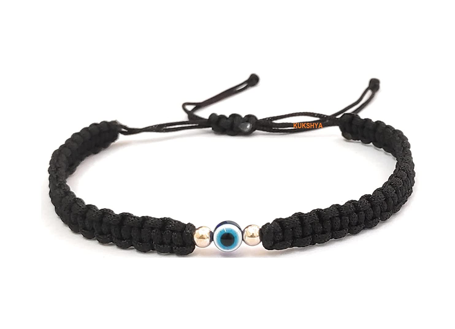 Samyuktha Exclusiva tobillera de plata de ley 925 con 2 bolas + hilo de dije de mal de ojo (Dhaga) Nazariya ajustable, para mujeres y niñas, 1 pieza, Talla única, Plata Esterlina, cristal