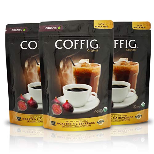 COFFIG Roasted Fig Beverage - Coffee Substitute - Caffeine Free - Certified 100% Organic Beverage - Sugar Free - Gluten Free - Fruit Energy Drink - Highly Concentrated, 3-Pack Bundle