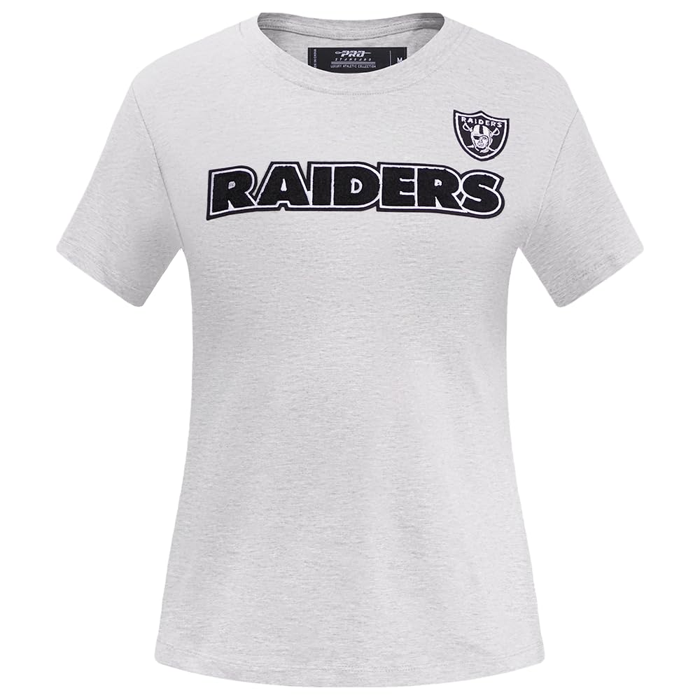 Pro Standard Womens NFL Las Vegas Raiders Classic Chenille Short Sleeve Slim Tee Heather Grey L โ image 1