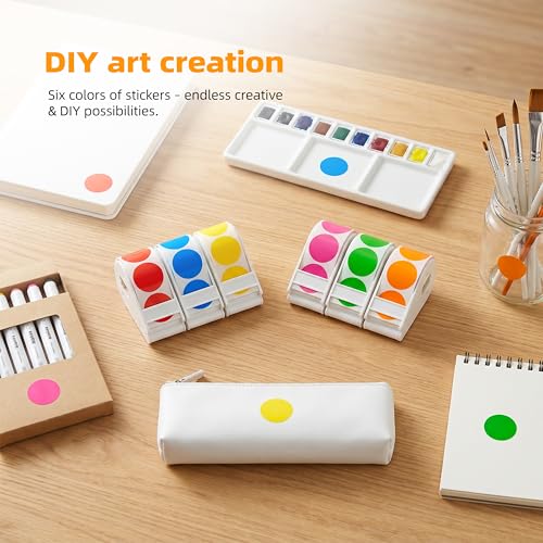 Image of Suitable for Lucky Sticker Transparent dot Sticker Dispenser. Includes 900 Pieces of 1-inch Rose red dot Stickers, Round Color-Coding Labels, Ideal for Offices and classrooms.