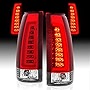 AmeriLite for 1988-1999 Chevy GMC C/K Full Size Tahoe Suburban Crystal Red C-Type LED Tube Tail Lights Set - Passenger and Driver Side