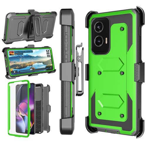 Coque Motorola G Stylus 5G 2024 verte avec clip ceinture et support rigide