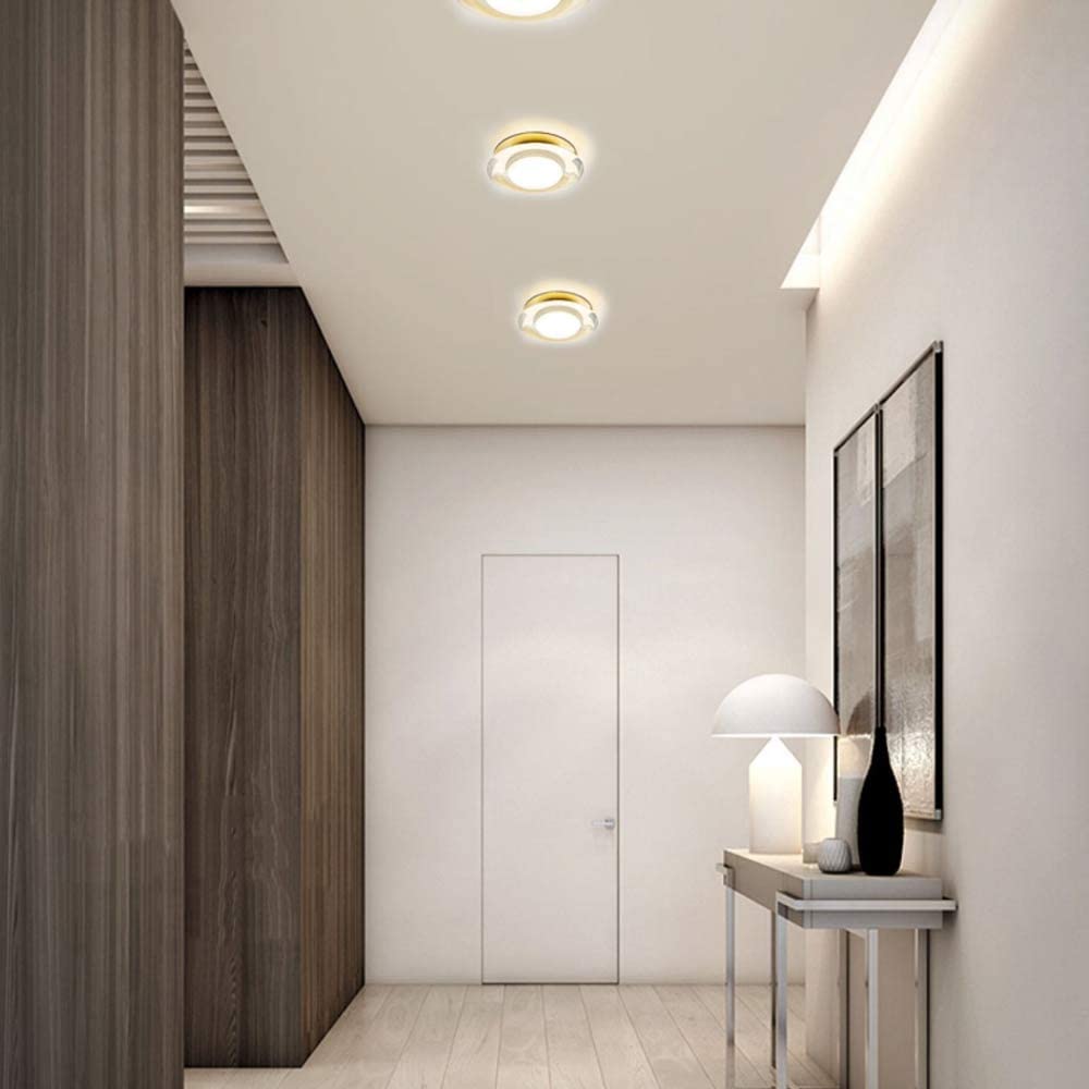 Lot de 8 Spots encastrés Modernes et épurés en cuivre et Cristal, Disponibles en Versions LED 3000K, 4000K et 6000K (en Option) et 25 mm de Hauteur. Éclairage LED Ultra,3w-6000K