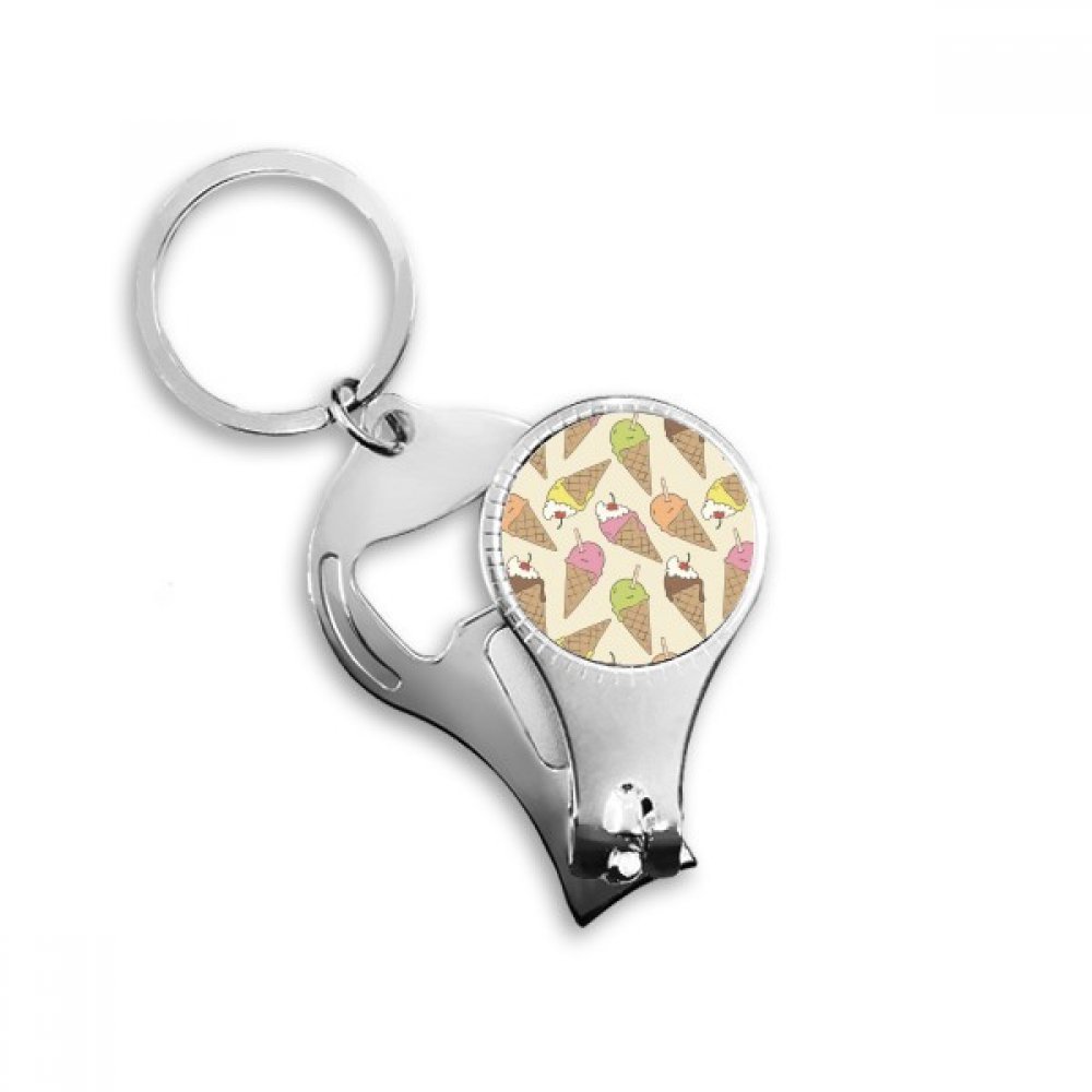 Cherry Cream Chocolate Ice Cream Nail Nipper Ring Key Chain Bottle Opener Clipper
