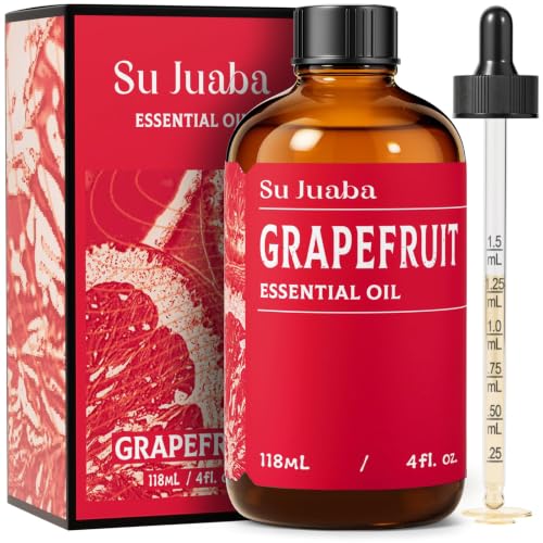SU JUABA Grapefruit Essential Oil 4 Fl Oz for Massage, Diffuser, Aromatherapy, Hair & Skin Care - 118ML