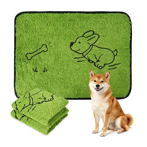 BTSD-home 洗えるペットシーツ 60×90cm 2枚 犬用 トイレシート 芝生風 防水 吸水 速乾 滑り止め 中型犬 大型犬 室内しつけ 子犬かけっこ柄