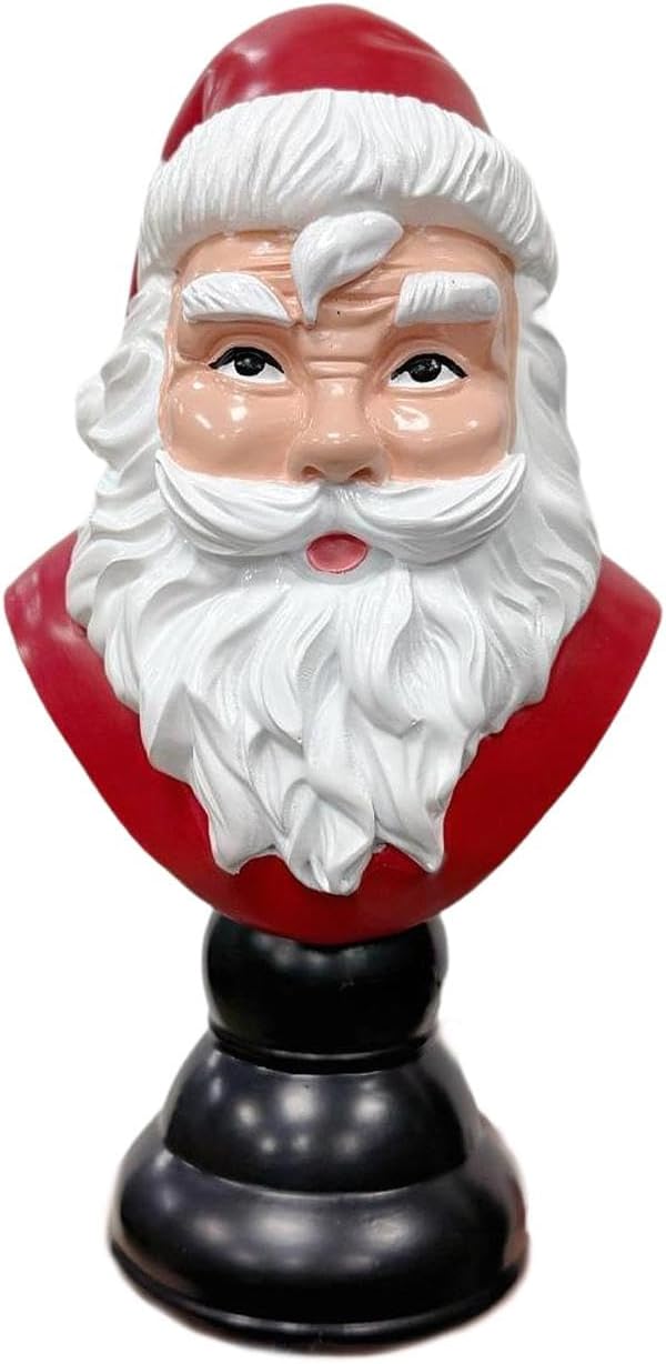 Santa Half Body Figurine Christmas Decoration Ornament Gift Party Favors Resin Sculpture Crafts for Holiday Bookshelf Decor, 27cm