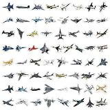 60pcs Fighter Plane Stickers, Cool Warplane Sticker, Military Aircraft Stickers for Men Laptop Water Bottles Helmet Luggage Phone Skateboard Bike Bumper