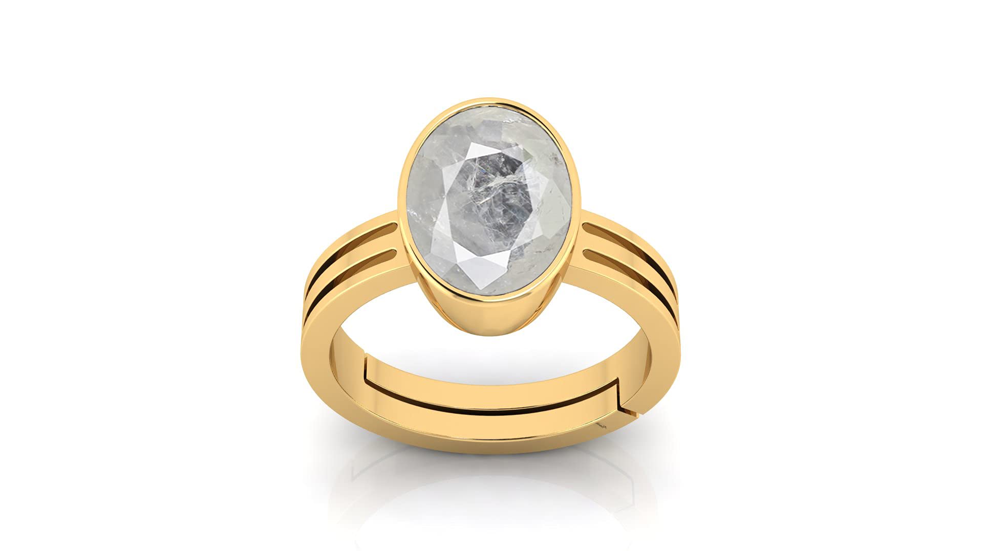 Anuj Sales Anello in oro 7,25 Ratti da 6,20 carati, con zaffiro bianco naturale, certificato non riscaldato, non trattato, anello regolabile Pukhraj, pietra portafortuna preziosa pietra preziosa sfusa