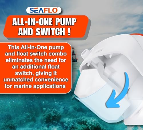 Image of SEAFLO 06 Series Automatic Submersible Bilge Pump - 1100 GPH, 12V, 1-1 /8 inch inch Outlet, 4-Year Warranty! Built-In Float Switch, Snap-Off Strainer, Compact for Marine Boat Yacht, CE & Rohs Certified
