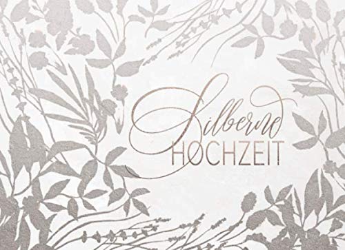 Silberne Hochzeit: Gästebuch für Wünsche an das Jubelpaar - Erinnerungsalbum zum Eintragen, Liniert - 25 Jahre Silberhochzeit Gäste Buch Silber Blumen Dekor Floral