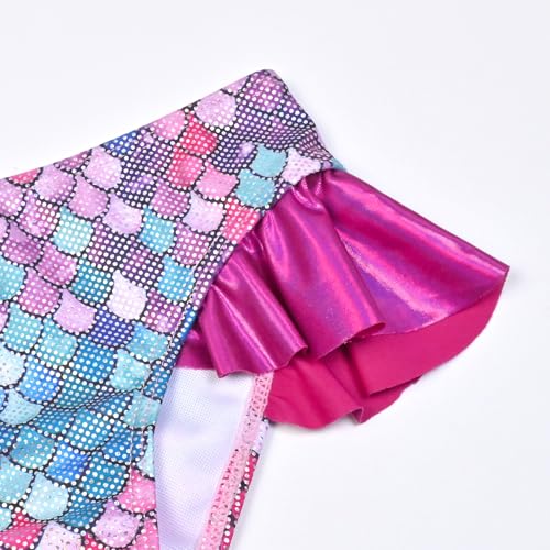 Image of CHILDRENSTAR Girls Metallic Bathing Suits Shiny Ruffles One Shoulder 2 Pieces Swimsuits Cute Bikini Set