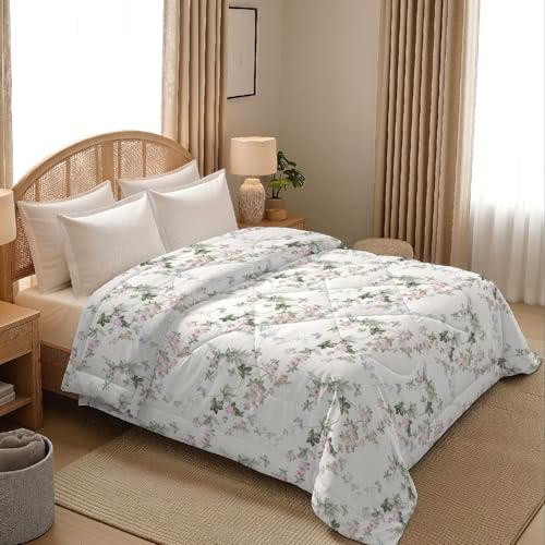 Image of MORADO Glace Cotton AC Comforter /Blanket /Quilt for Double Bed | Ultra Soft & Lightweight | All Season Reversible Comforter | Cozy Bedding for Home & Hotel | Size 90x100 Inches,Moon & Flower,Double