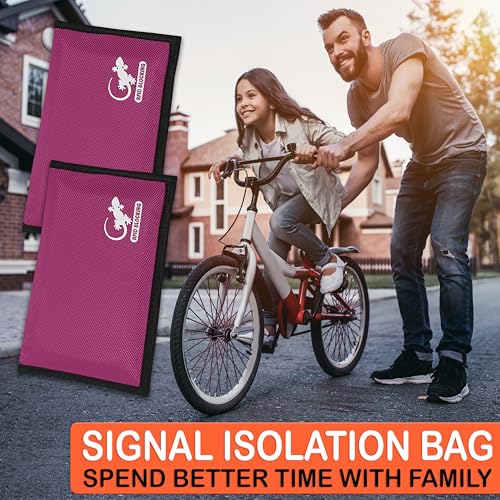 Image of GECKO TRAVEL TECH Pink Nylon Faraday Bag - Signal Blocker for Cell Phone, Car Key FOB, Data Privacy (PINK - NYLON)