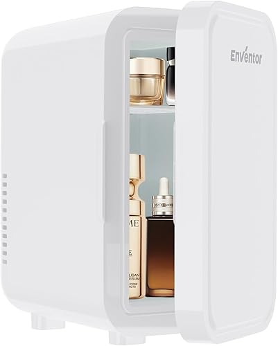 Enventor Mini refrigerador, 6L8 latas, refrigerador compacto para el cuidado de la piel, AC+CC, enfriador y calentador pequeño para dormitorio,